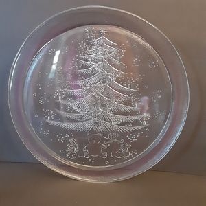 Vintage DURALEX 13" Holiday/Christmas Clear Glass Serving Platter/Cookie Tray.